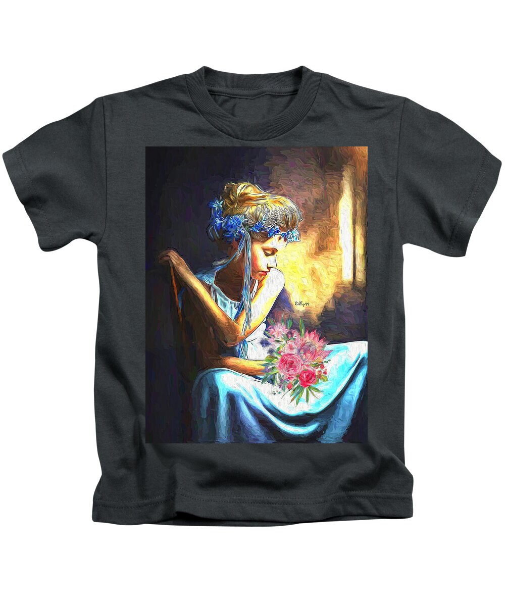 Paint Kids T-Shirt featuring the painting Little lady 5 by Nenad Vasic