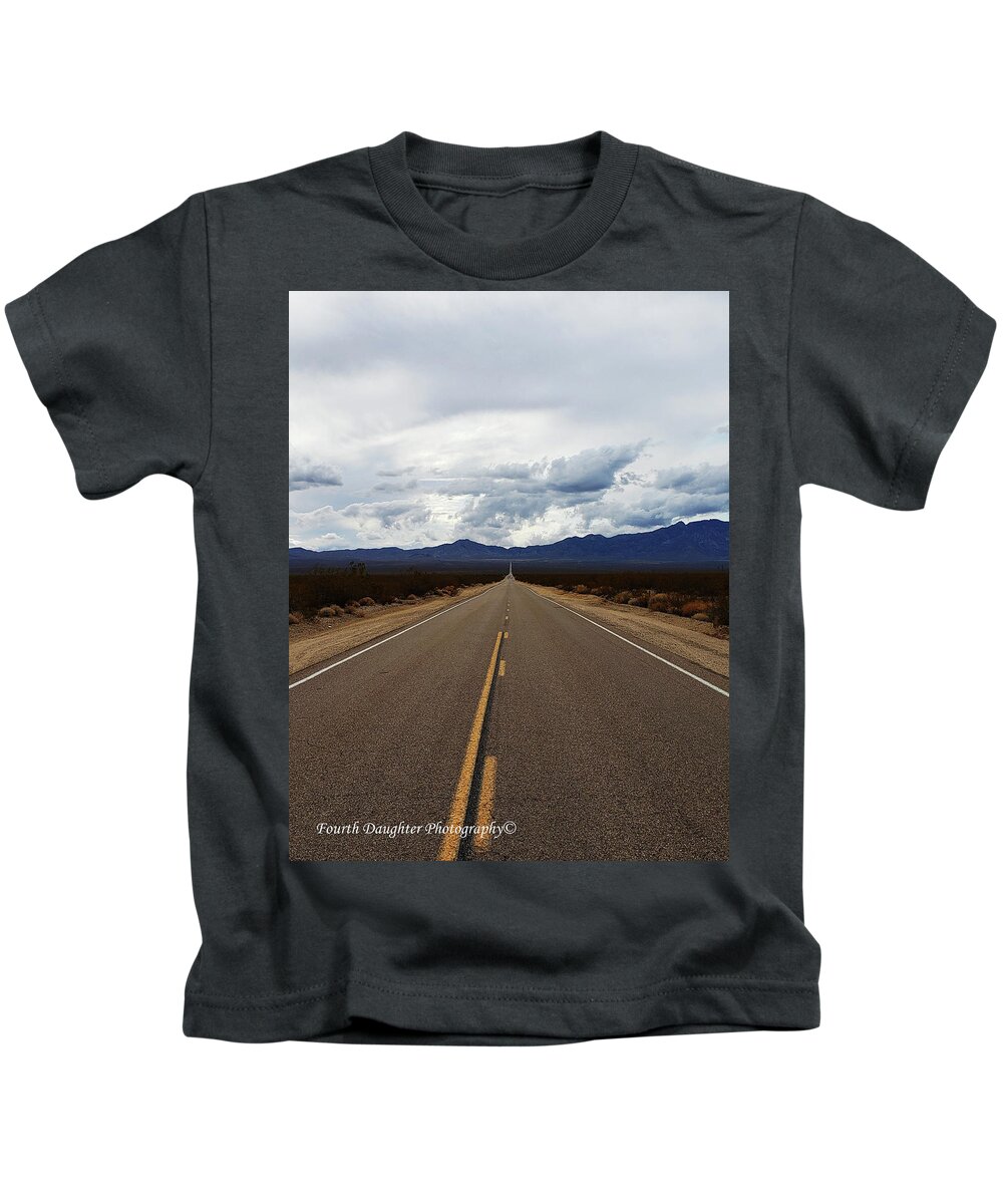 Road Kids T-Shirt featuring the photograph Long Road to no Where by Diane Shirley