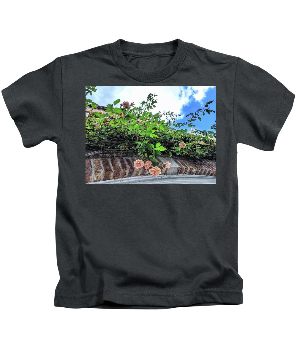 Peach Flowers Kids T-Shirt featuring the photograph Look Up by Portia Olaughlin