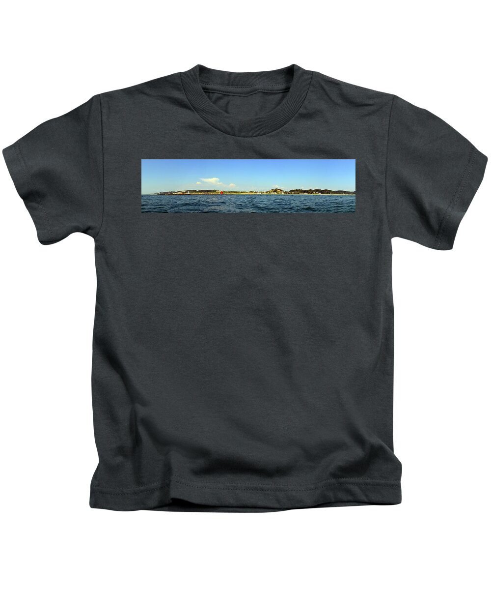 Lighthouse Kids T-Shirt featuring the photograph Macatawa and Big Red by Michelle Calkins