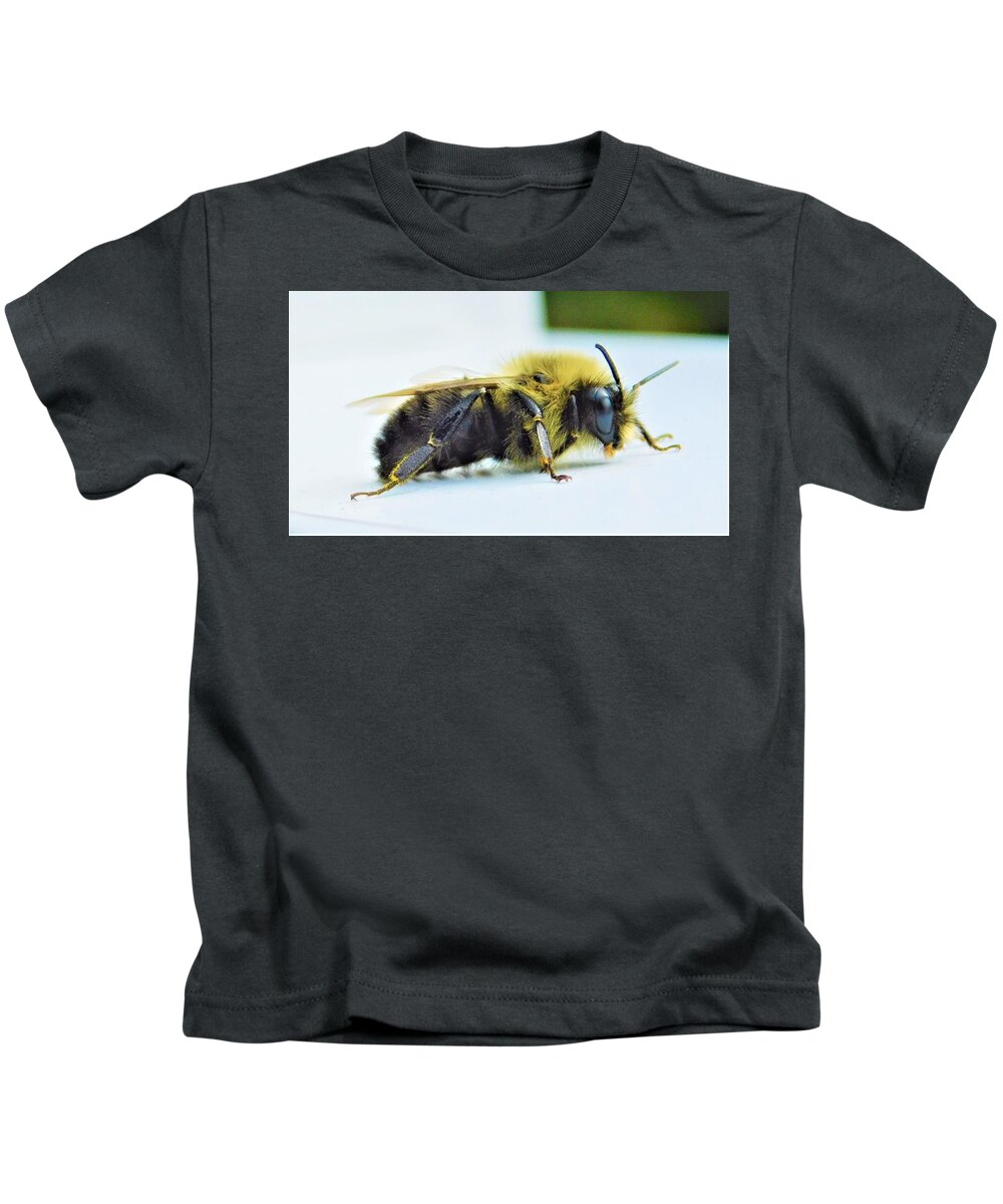 - Macro Bee Kids T-Shirt featuring the photograph - Macro Bee by THERESA Nye