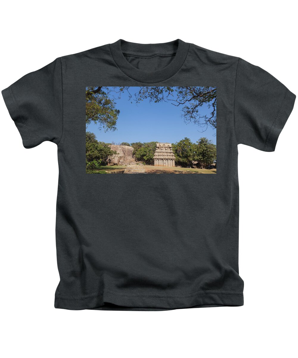 Architecture Kids T-Shirt featuring the photograph Mamallapuram, Ganesha Ratha by Maria Heyens