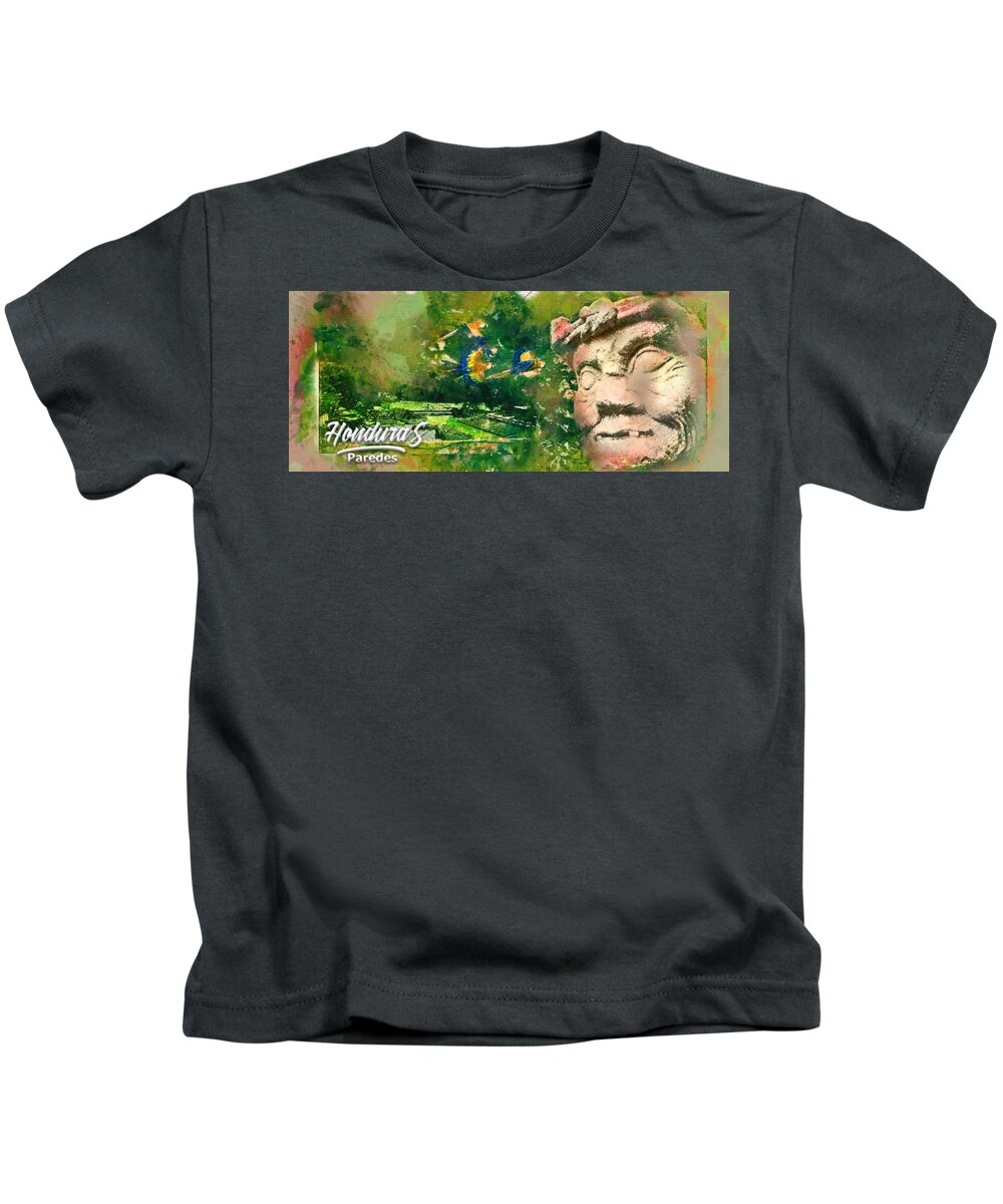 Watercolor Kids T-Shirt featuring the painting Mayan Heritage by Carlos Paredes Grogan