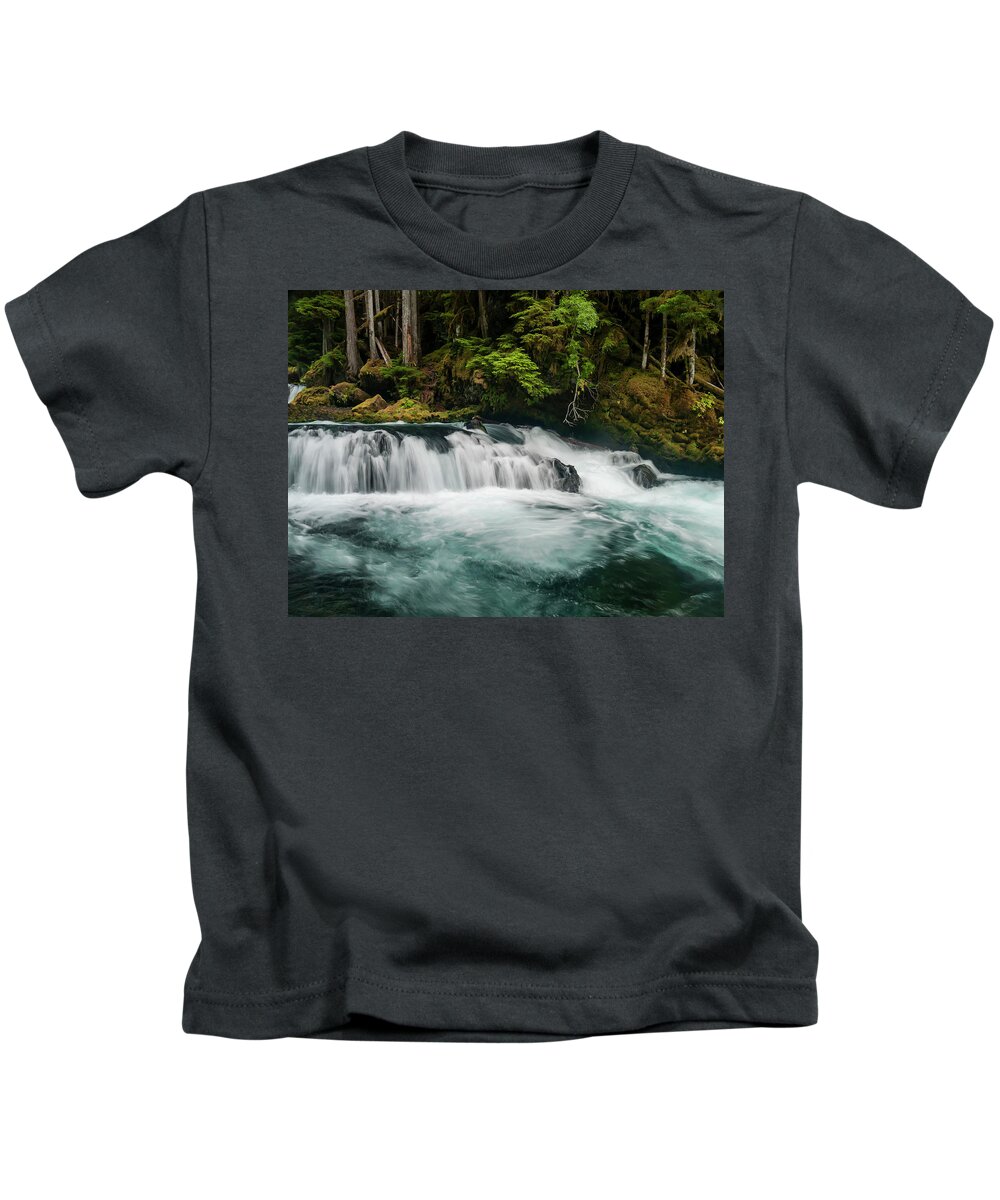 Mckenzie River Kids T-Shirt featuring the photograph Mckenzie Blue by Steven Clark