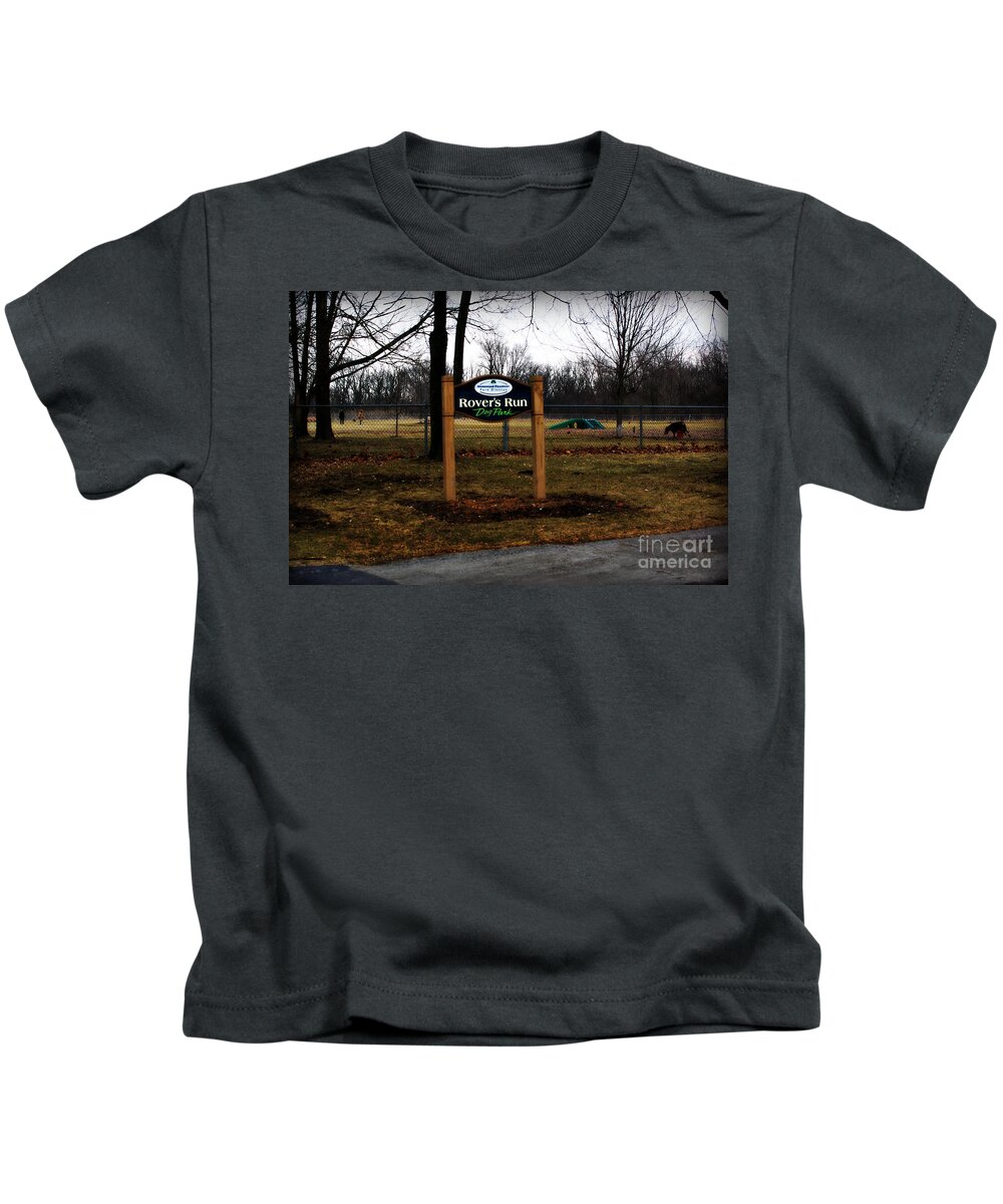 Documentary Kids T-Shirt featuring the photograph Mild Winter at the Dog Park by Frank J Casella