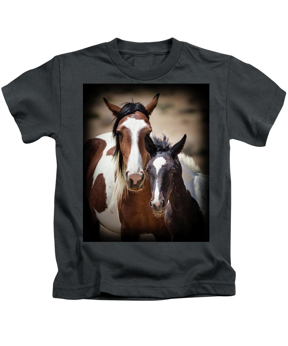Horse Kids T-Shirt featuring the photograph Mimmicking Mom by American Landscapes