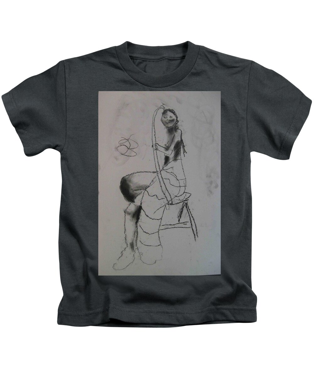  Kids T-Shirt featuring the drawing model named Chieh two by AJ Brown