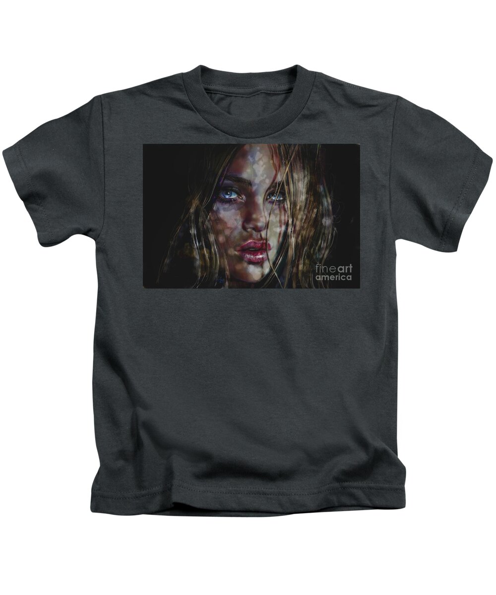 Angie Braun Kids T-Shirt featuring the painting Moonlight by Angie Braun