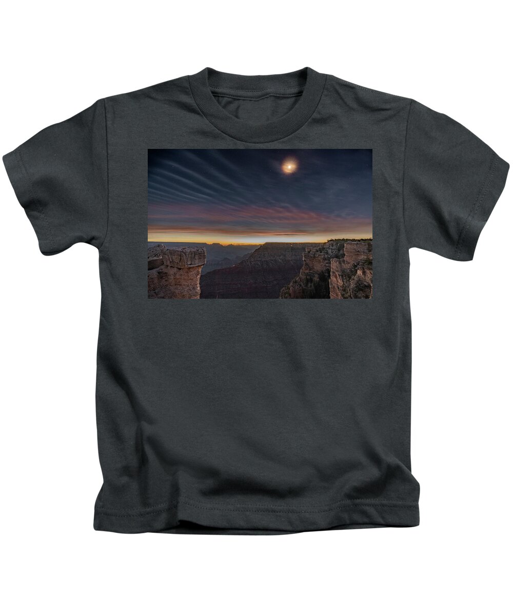 Grand Canyon Kids T-Shirt featuring the photograph Moonset, South Rim by Arthur Oleary