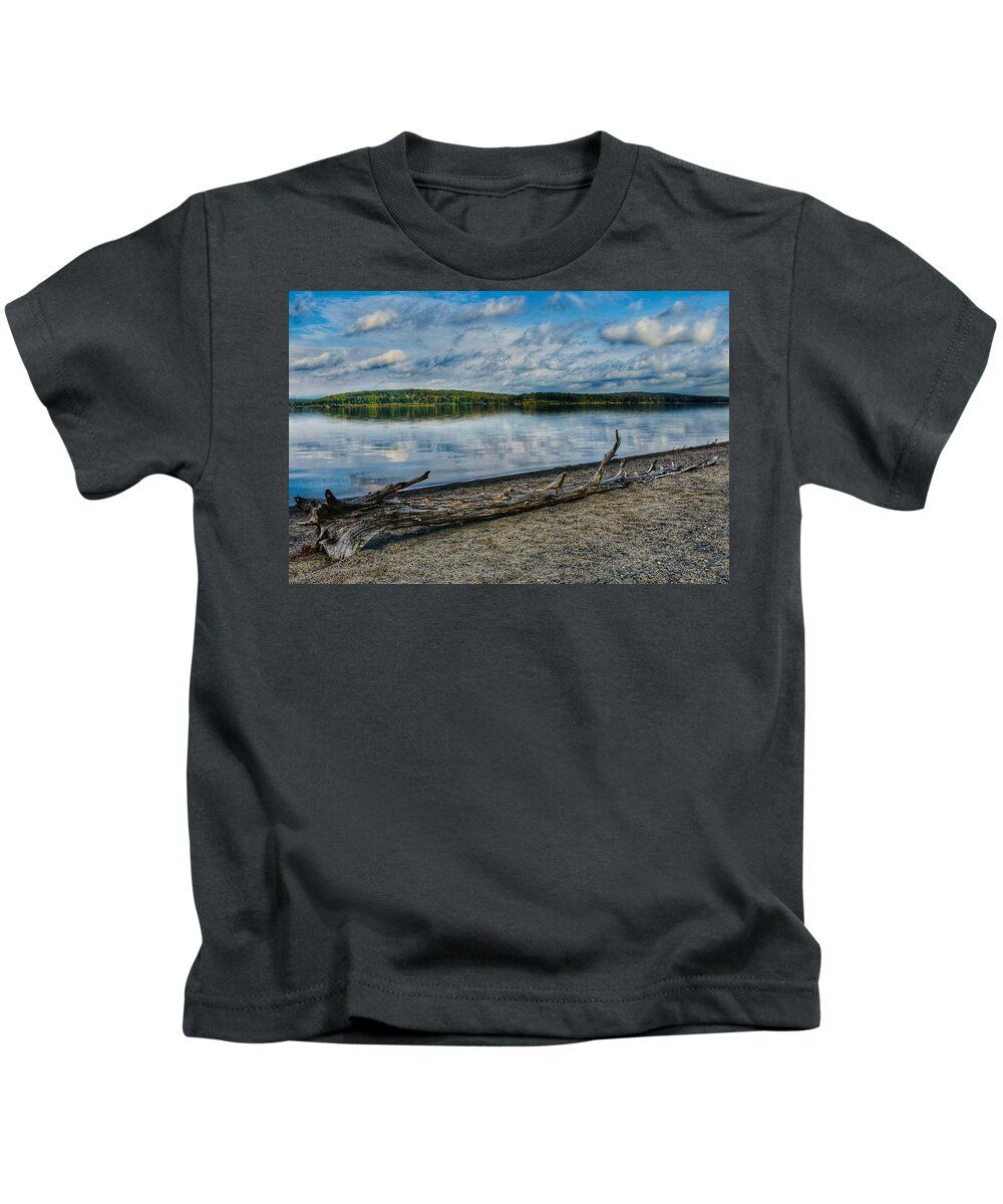 Landscape Kids T-Shirt featuring the photograph Morning on Wachusett Reservoir by Monika Salvan