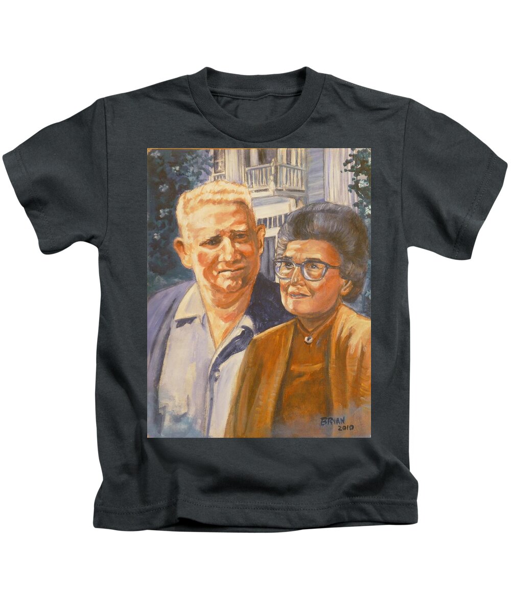 Grandparents Kids T-Shirt featuring the painting My Grandparents by Bryan Bustard