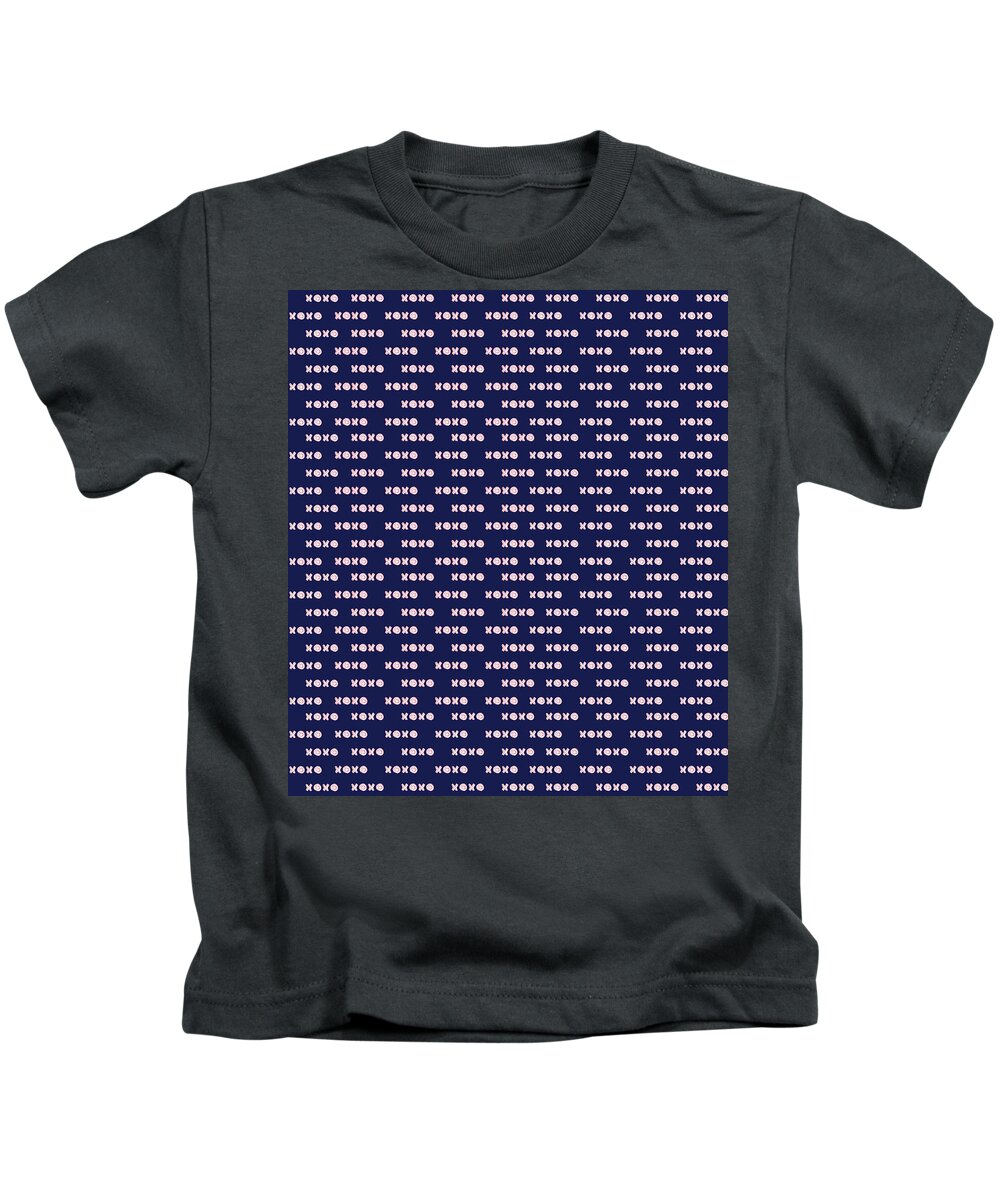 Xoxo Kids T-Shirt featuring the drawing Navy Xo by Ashley Rice