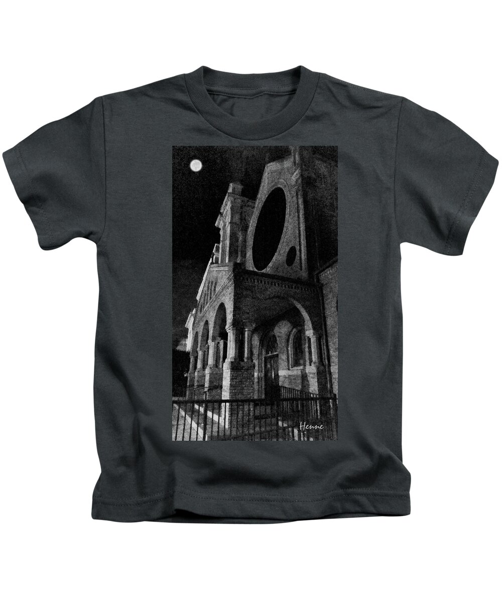 Church Kids T-Shirt featuring the digital art Night Church by Robert Henne