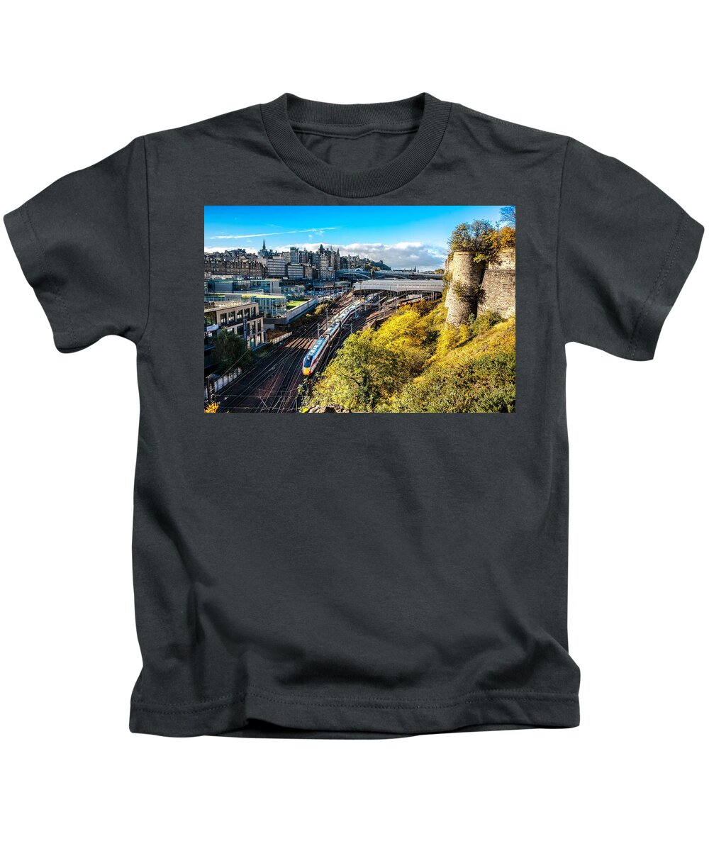 Train Kids T-Shirt featuring the photograph Noon Train to Kings Cross by Max Blinkhorn