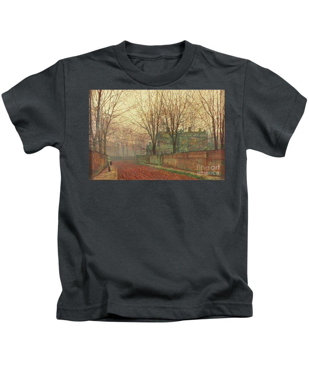 19th Century Kids T-Shirt featuring the painting November Morning, Knostrop Hall, Leeds by John Atkinson Grimshaw