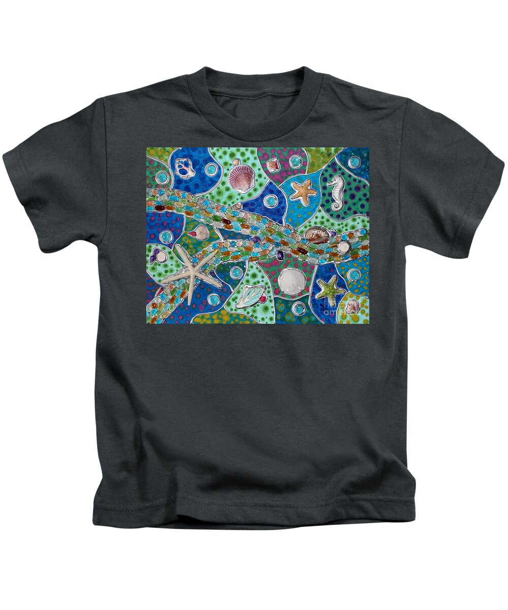 Ocean Kids T-Shirt featuring the painting Ocean Kelidoscope by Cynthia Snyder