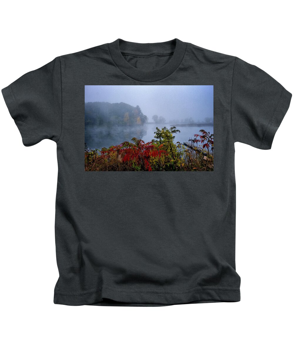 Hayward Garden Putney Vermont Kids T-Shirt featuring the photograph October Fog II by Tom Singleton