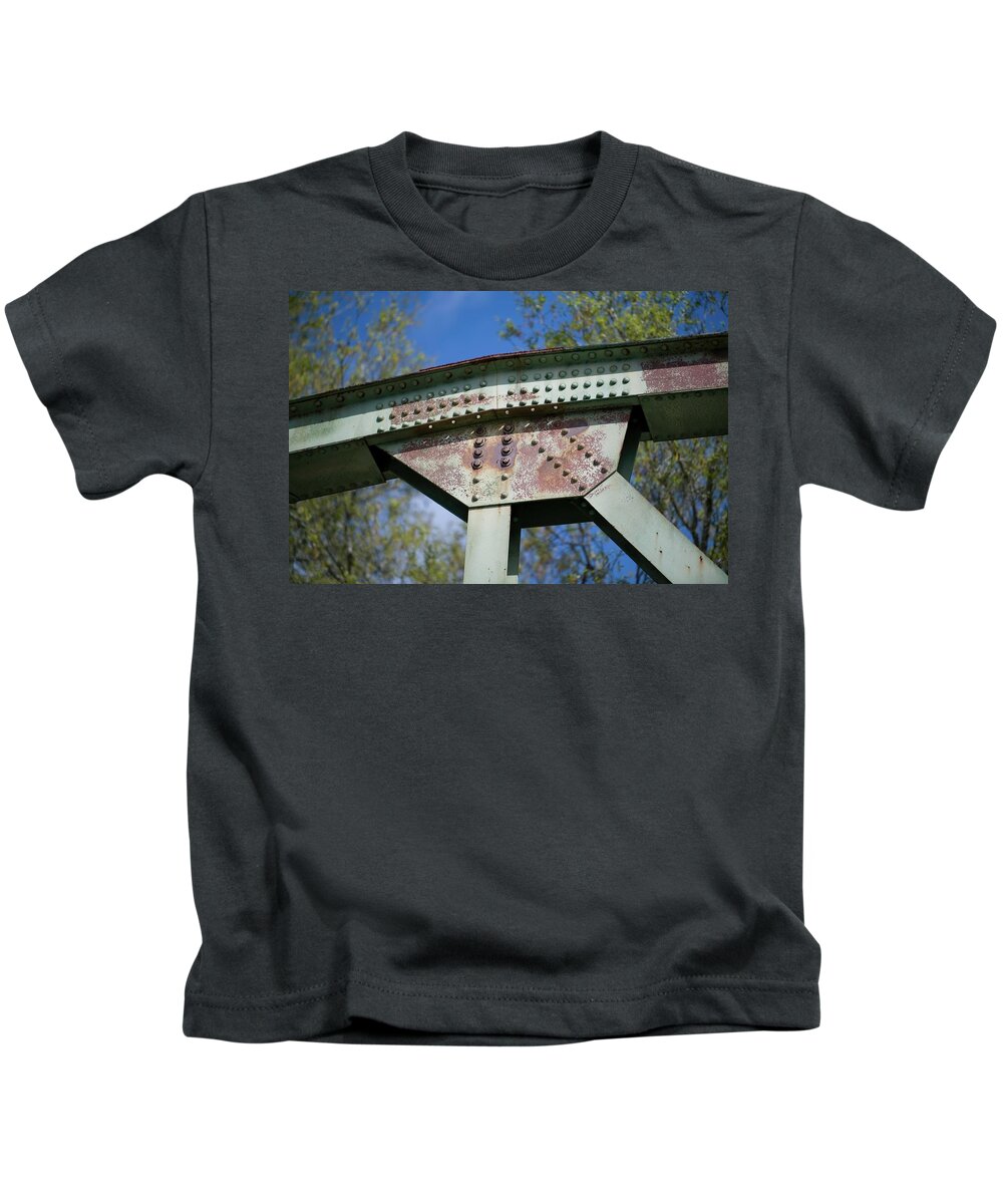 Industrial Kids T-Shirt featuring the photograph Of Rivets and Steel by T Lynn Dodsworth