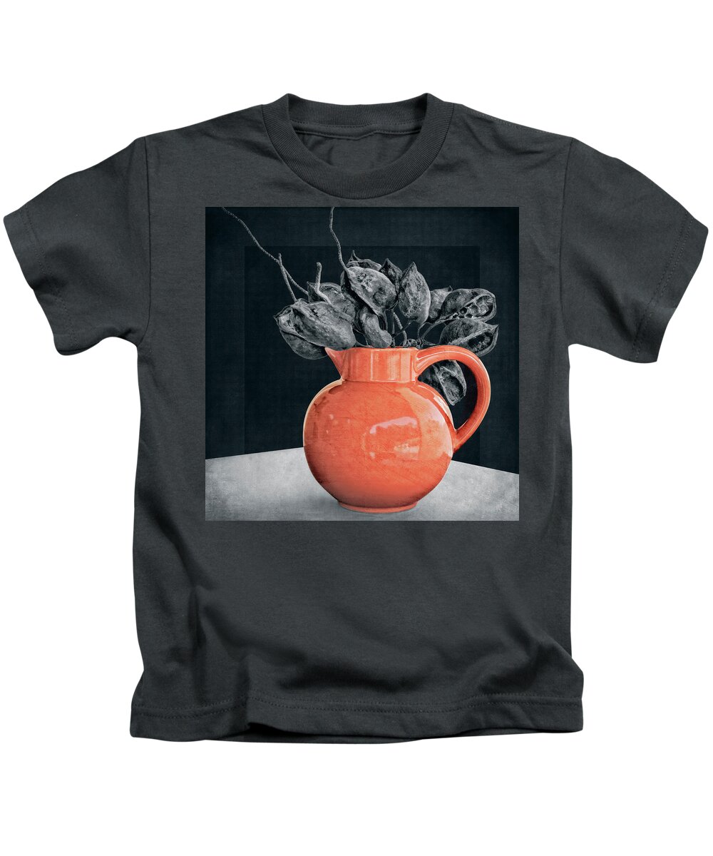 Sony Kids T-Shirt featuring the photograph Orange Pot and Seed Pods by Sandra Selle Rodriguez