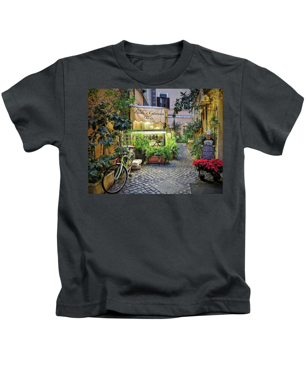 Alleyway Kids T-Shirt featuring the photograph Osteria Roma - Jo Ann Tomaselli by Jo Ann Tomaselli