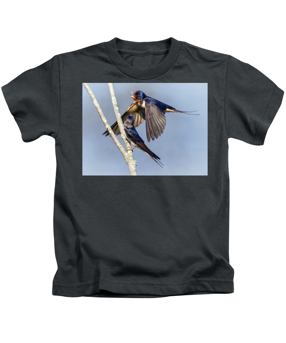Swallow Kids T-Shirt featuring the photograph Passing Argument by Art Cole
