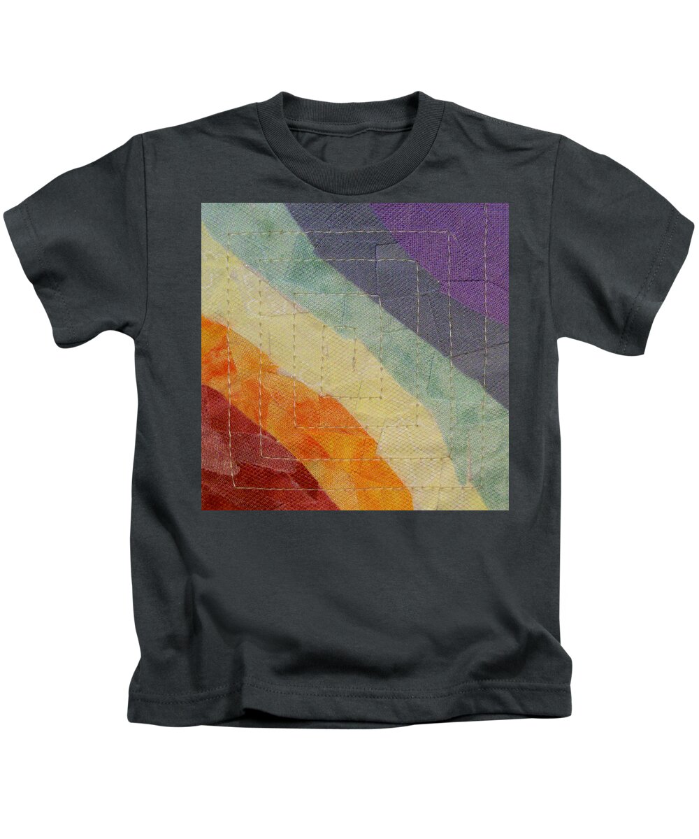 Fiber Art Kids T-Shirt featuring the tapestry - textile Pastel Color Study by Pam Geisel