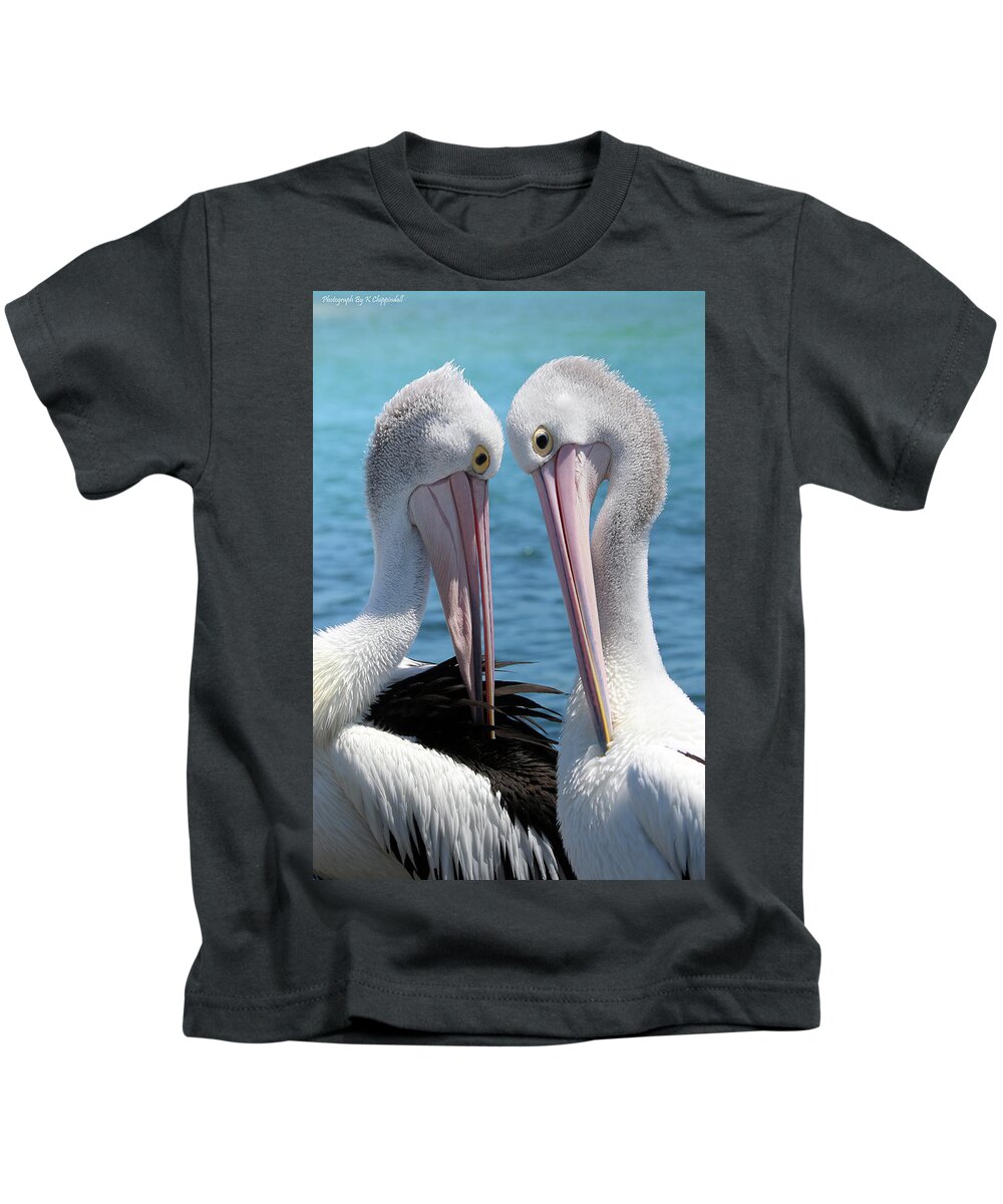 Pelican Love Kids T-Shirt featuring the digital art Pelican love 06163 by Kevin Chippindall