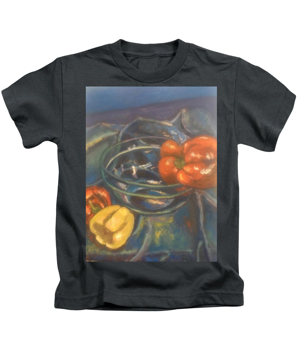 Still Life Kids T-Shirt featuring the painting Peppers by Beth Riso