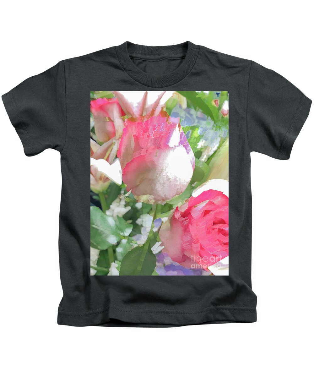 Abstract Kids T-Shirt featuring the photograph Pink and white rose pastel by Phillip Rubino
