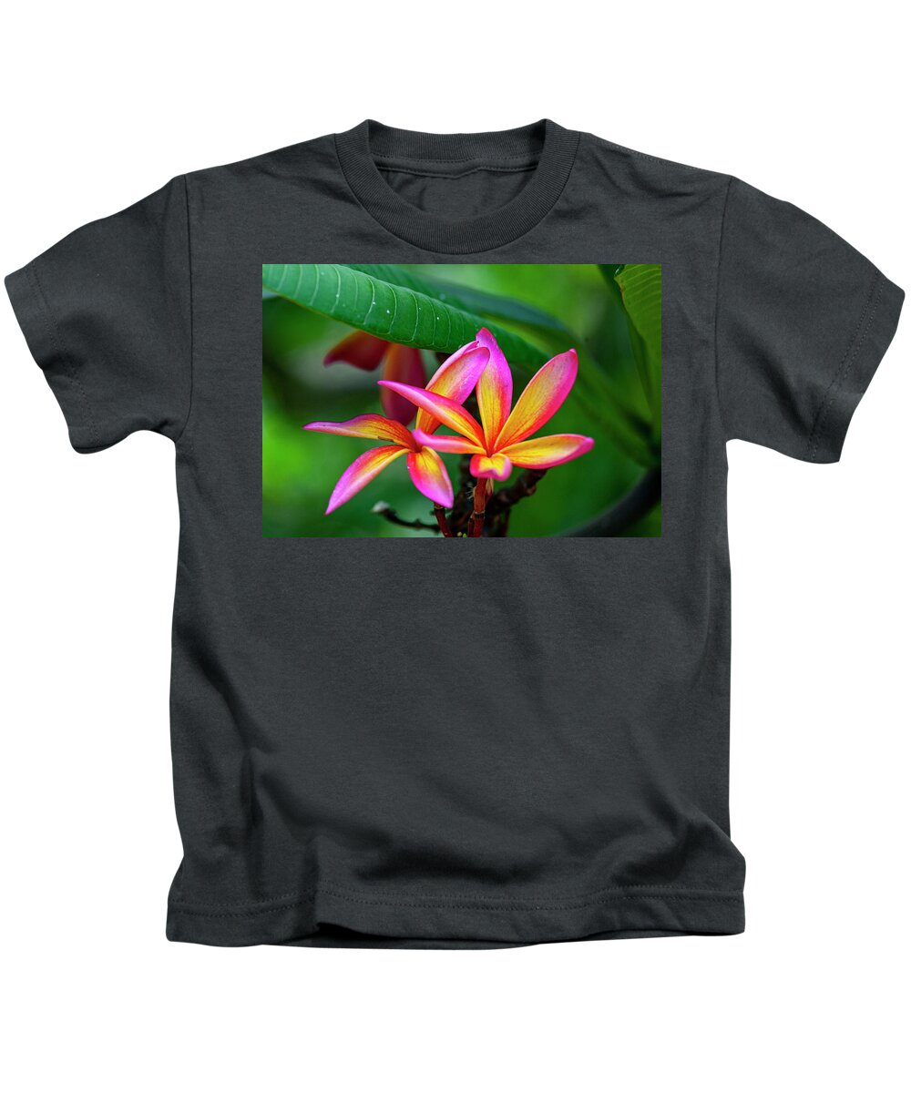 Hawaii Kids T-Shirt featuring the photograph Pink and Yellow Plumeria by Anthony Jones