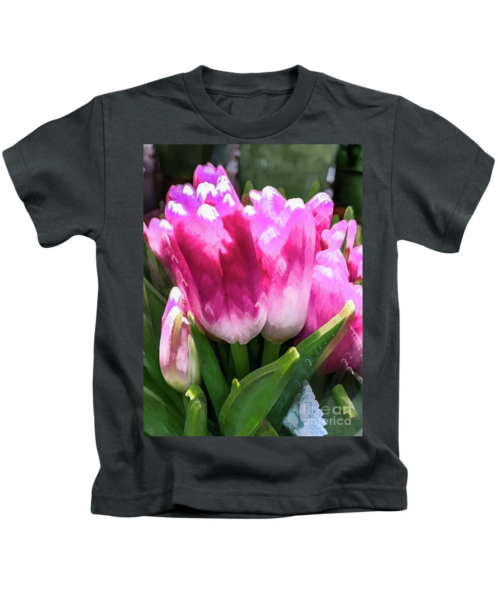 Abstract Kids T-Shirt featuring the photograph Pink tulip pastel by Phillip Rubino