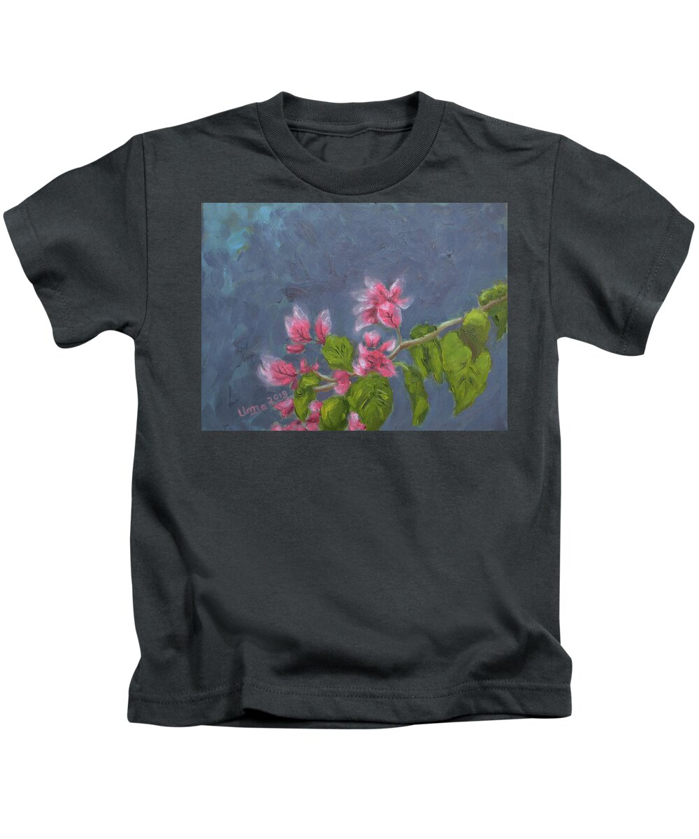 Pink Kids T-Shirt featuring the painting Pink by Uma Krishnamoorthy