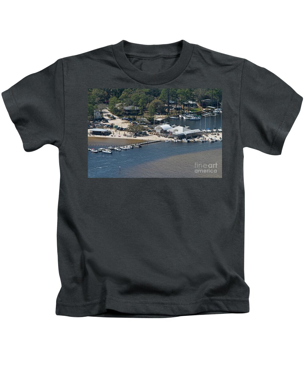 Pirates Cove Kids T-Shirt featuring the photograph Pirates Cove - Natural by Gulf Coast Aerials -