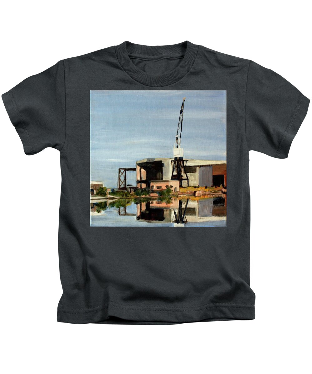 Landscape Kids T-Shirt featuring the painting Port Weller by Sarah Lynch