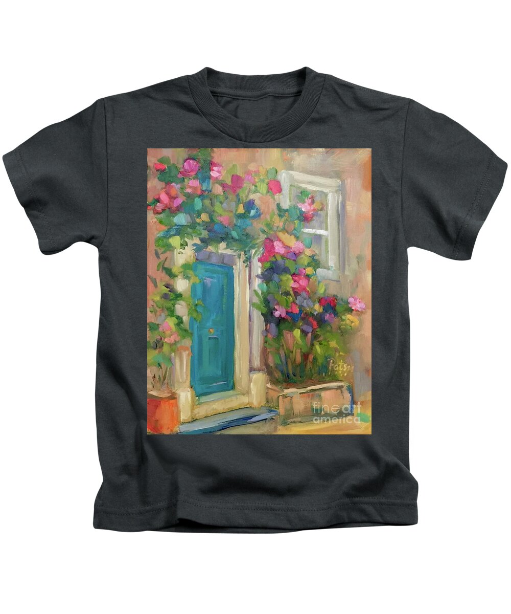 French Door Kids T-Shirt featuring the painting Porte della Toscana by Patsy Walton