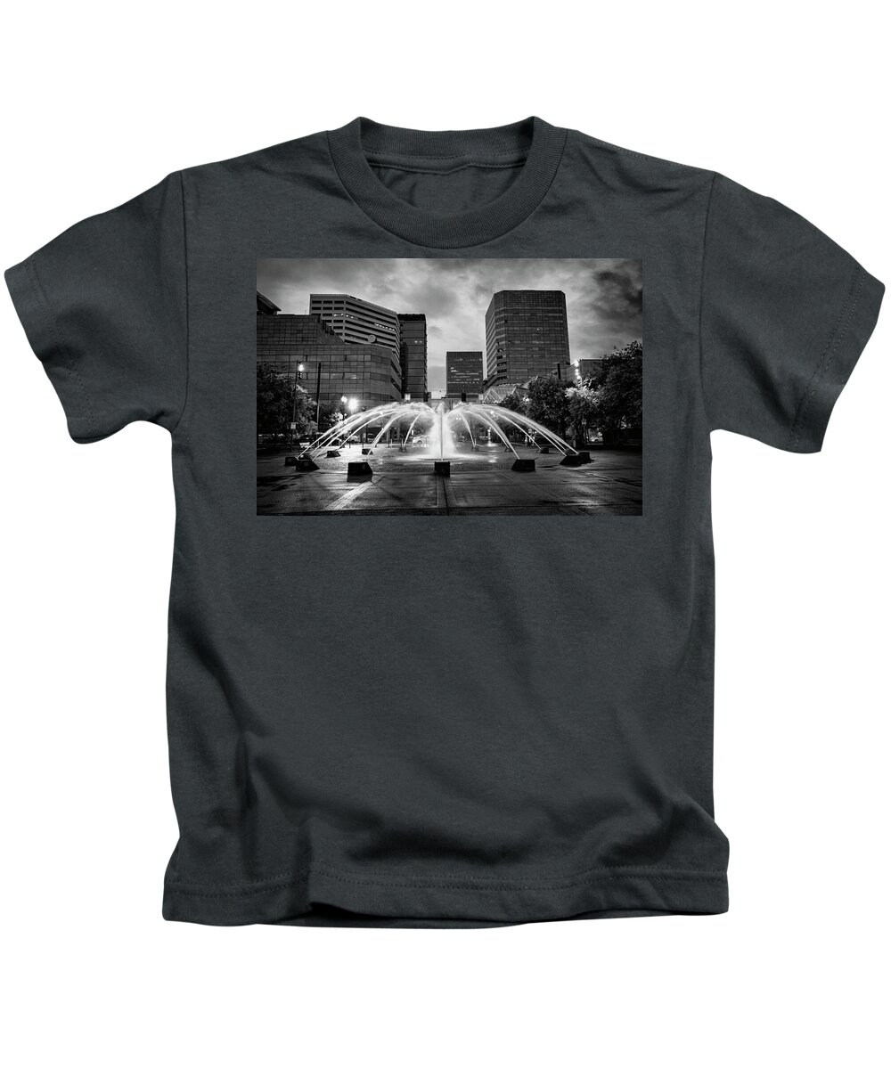 Buildings Kids T-Shirt featuring the photograph Portland Fountains by Steven Clark