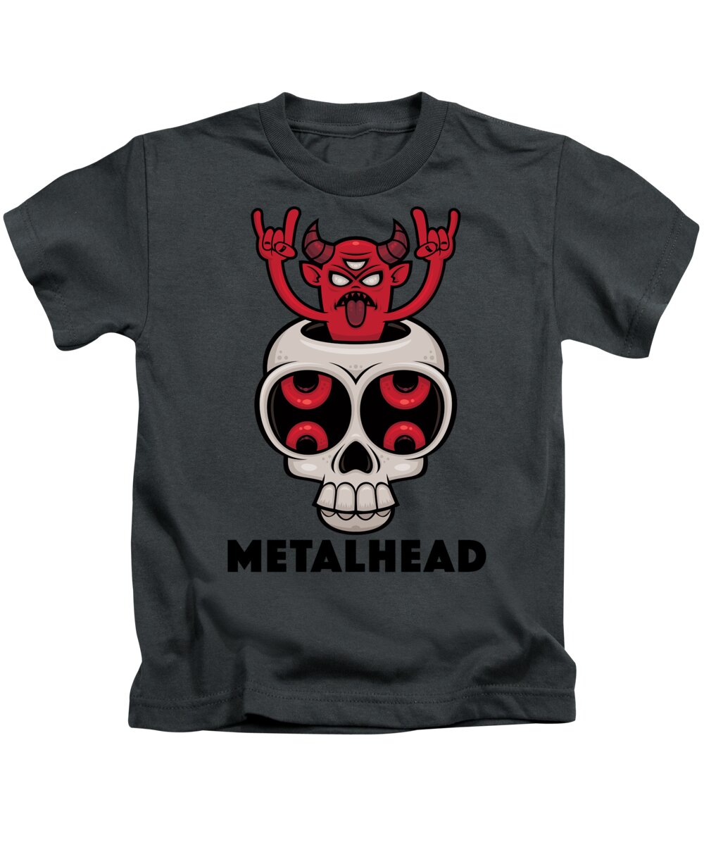 Skull Kids T-Shirt featuring the digital art Possessed Skull Metalhead by John Schwegel