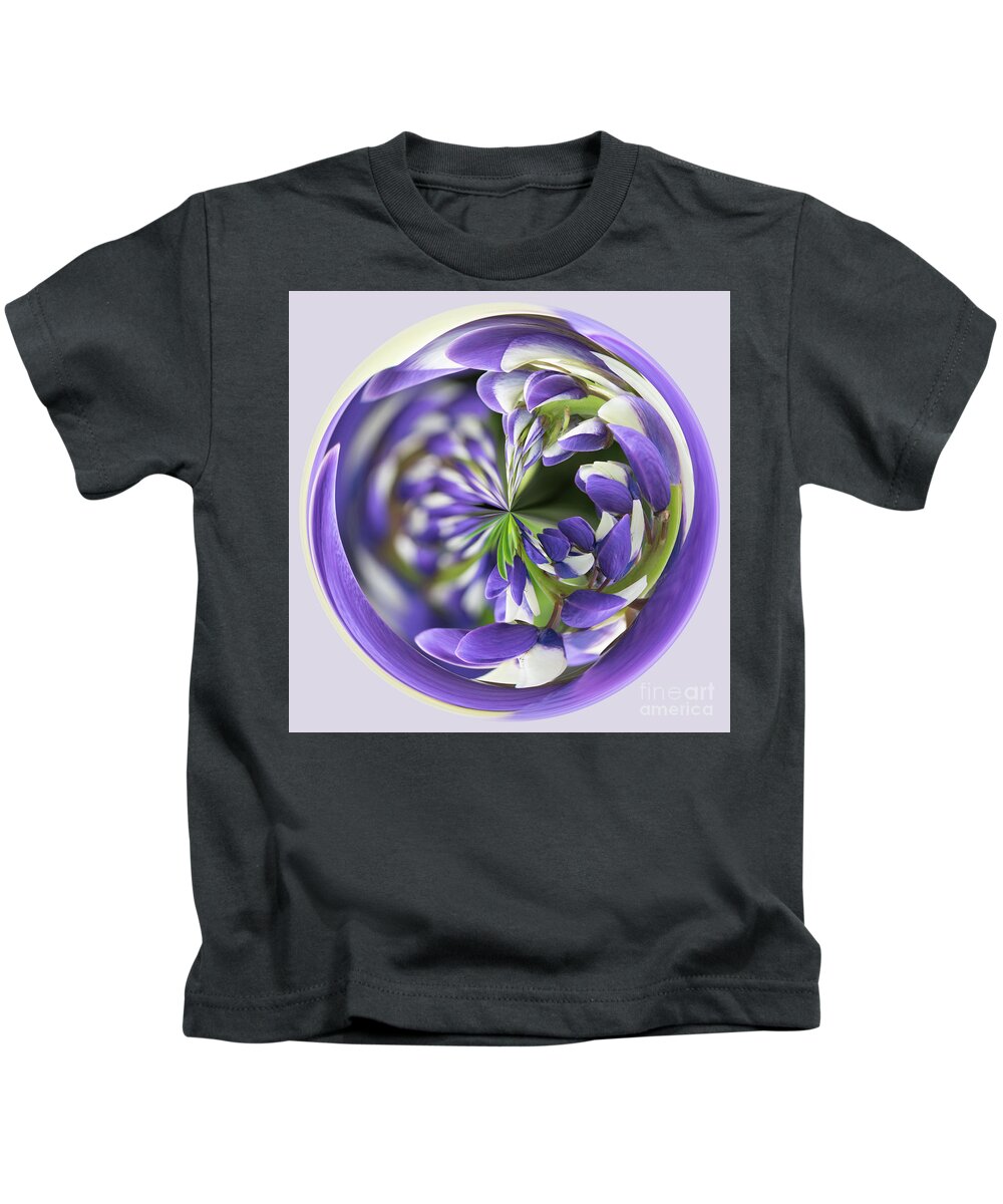 Orb Kids T-Shirt featuring the photograph Purple flower orb by Phillip Rubino