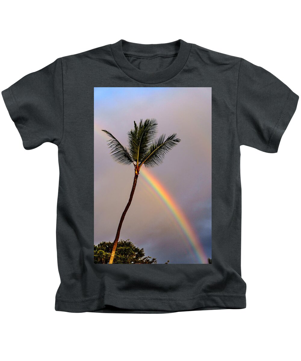  Kids T-Shirt featuring the photograph Rainbow just before Sunset by John Bauer