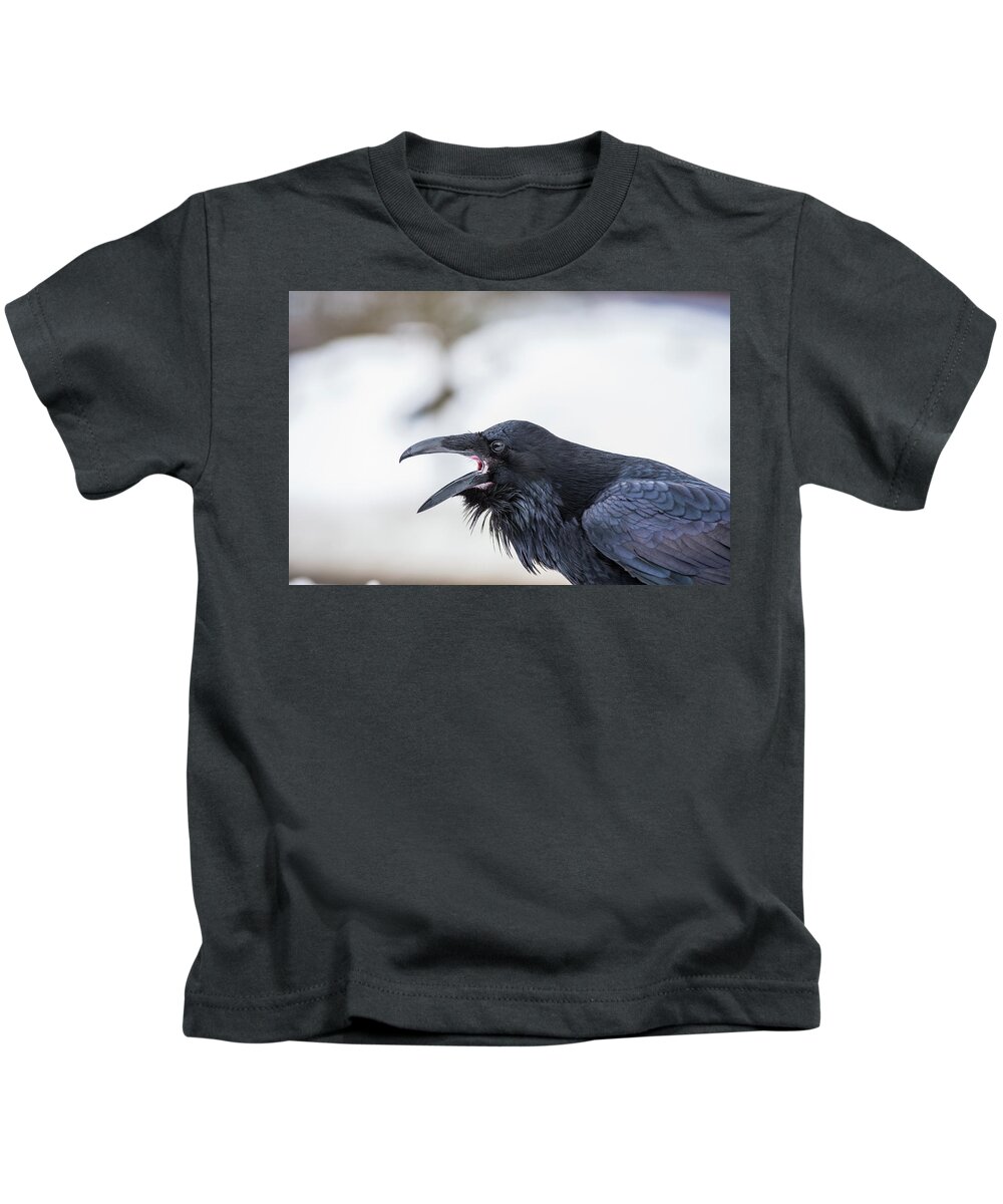 Raven Kids T-Shirt featuring the photograph Raven 1 by David Kirby