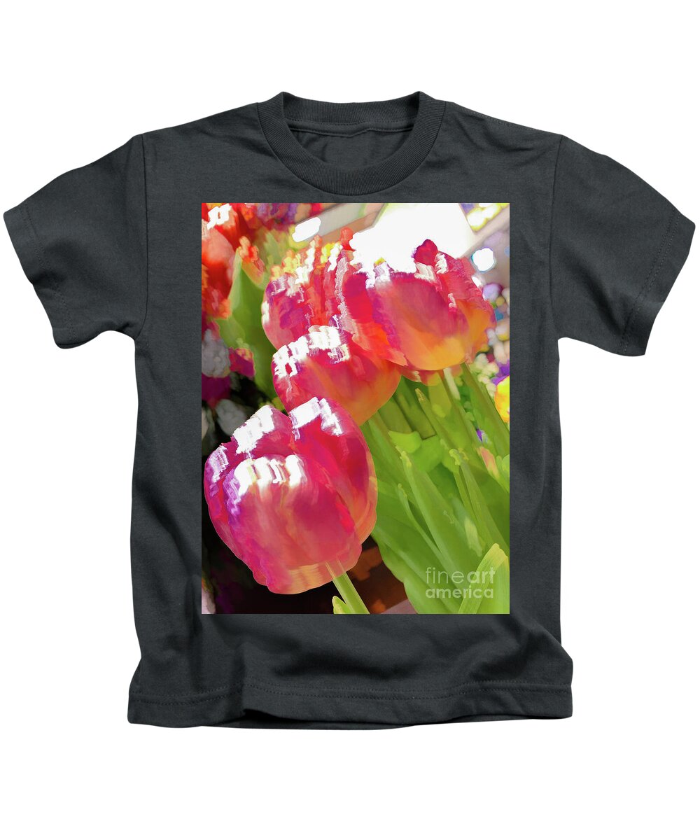 Abstract Kids T-Shirt featuring the photograph Red tulip flower pastel by Phillip Rubino