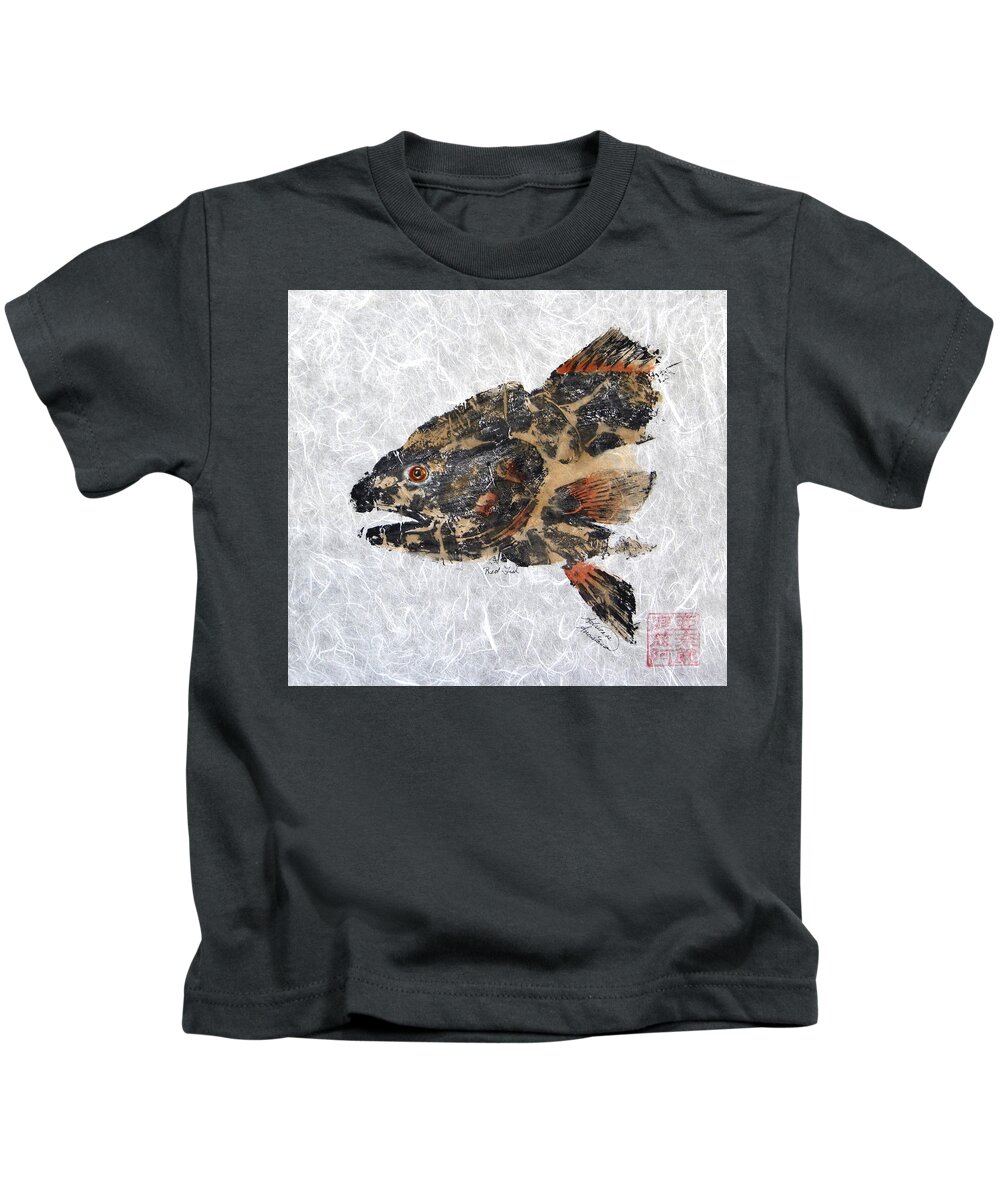 Redfish Kids T-Shirt featuring the painting Redfish Head with no Border by Adrienne Dye