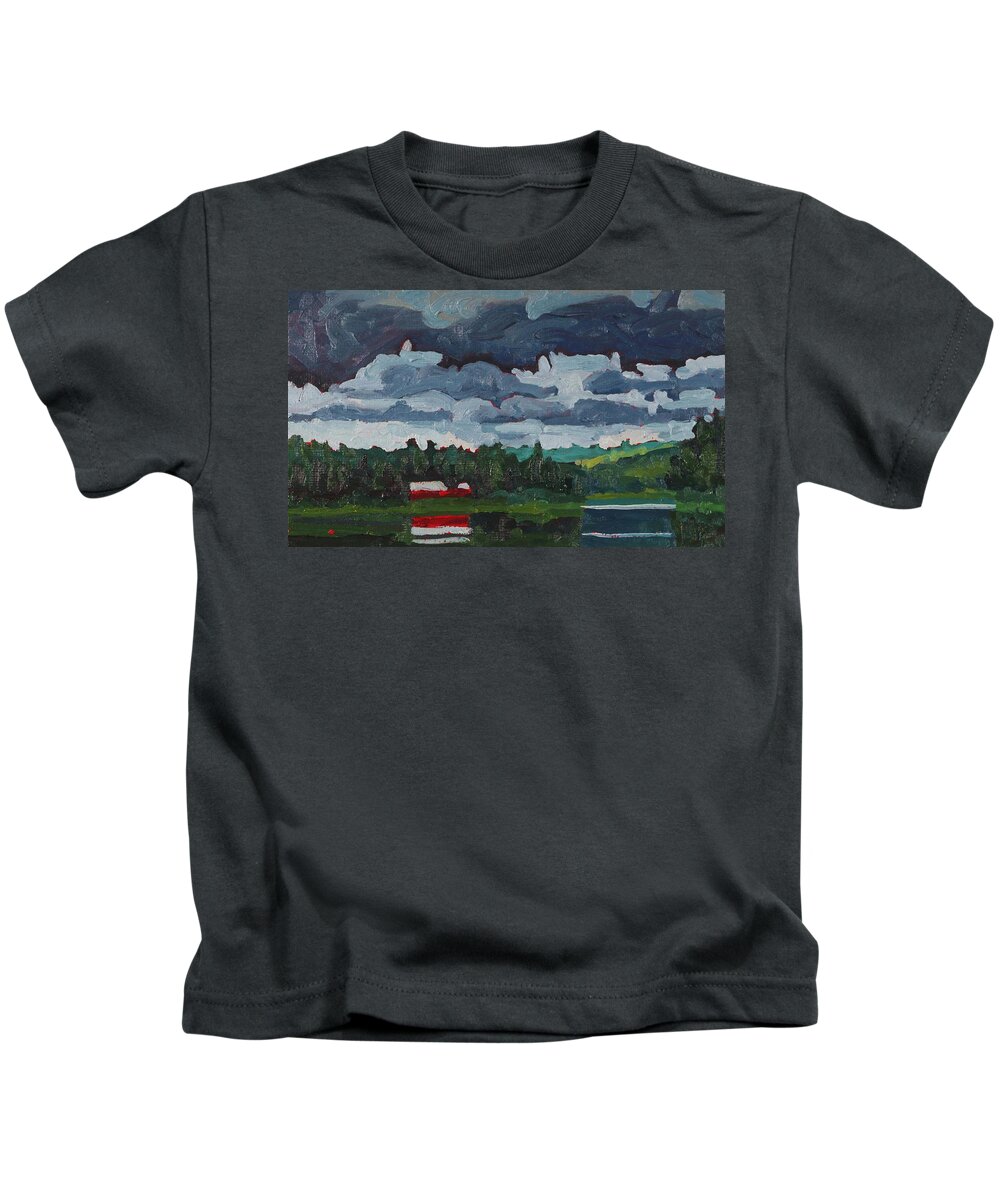 2174 Kids T-Shirt featuring the painting Robinson Lake Turbulent Stratocumulus by Phil Chadwick