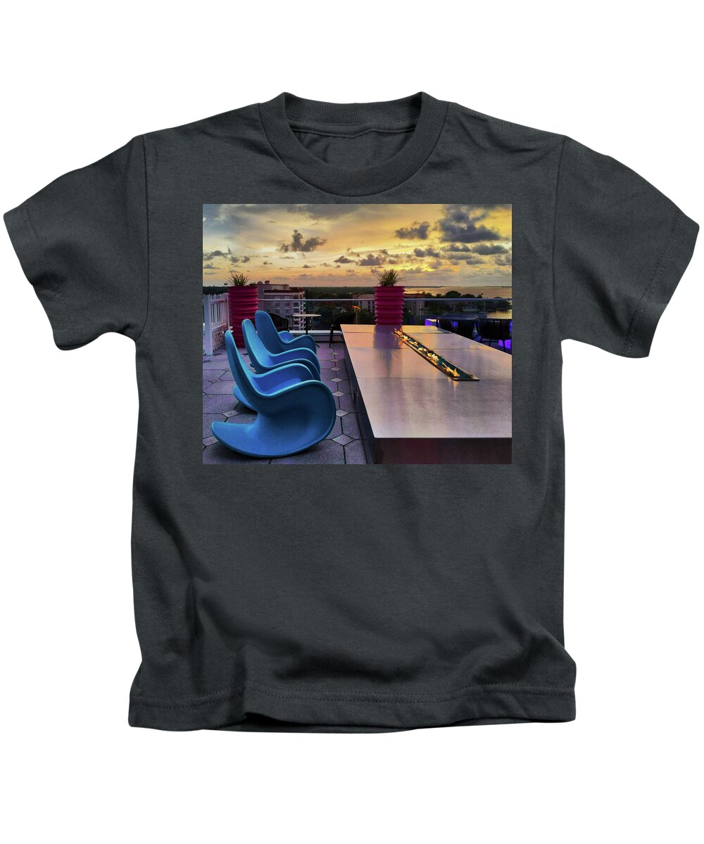 Sky Kids T-Shirt featuring the photograph Rooftop Sunset by Portia Olaughlin