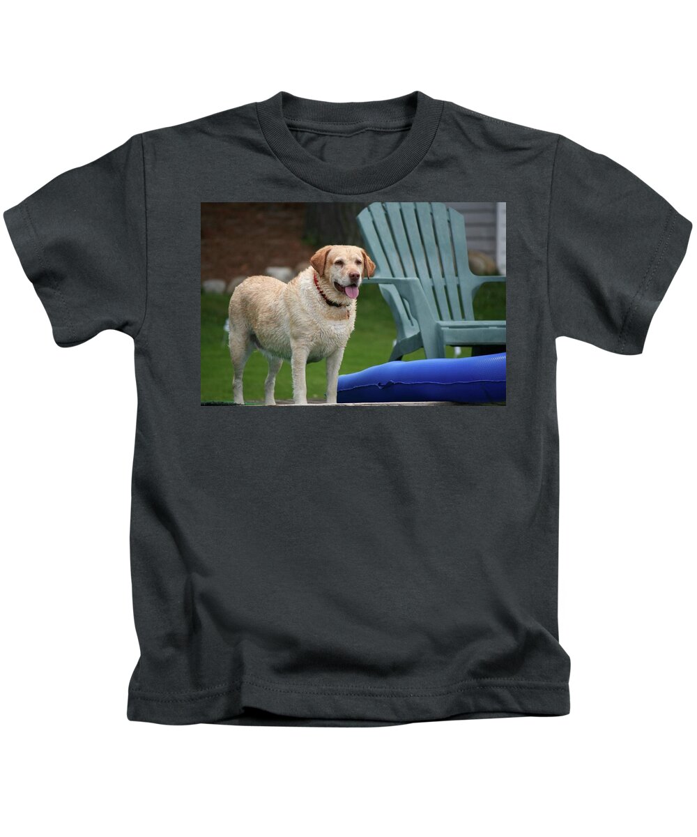 Yellow Lab Kids T-Shirt featuring the photograph Sadie by Harvest Moon Photography By Cheryl Ellis