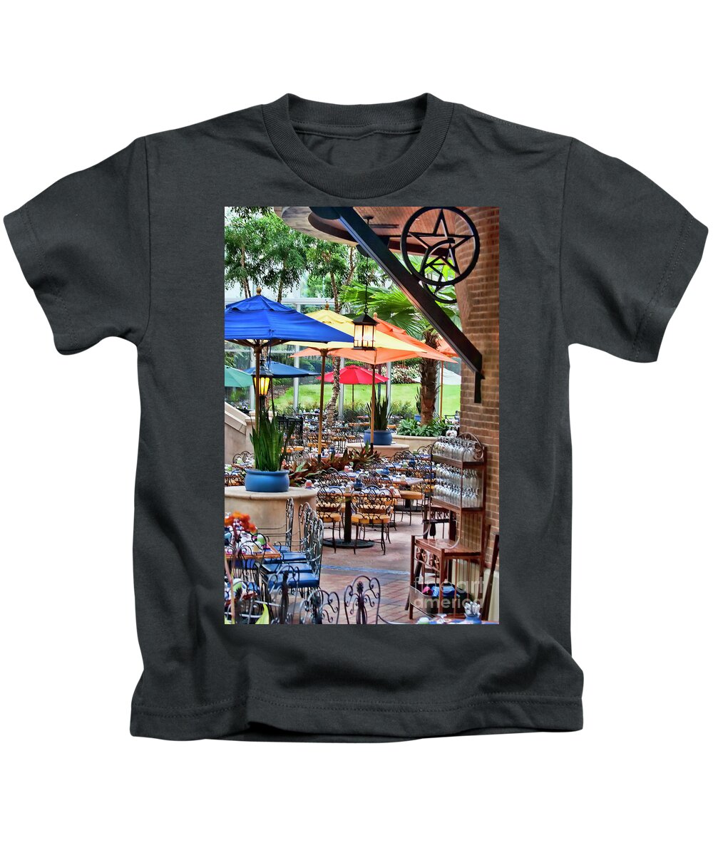 Restaurante Kids T-Shirt featuring the photograph San Antonio Riverwalk at the Gaylord by Joan Bertucci