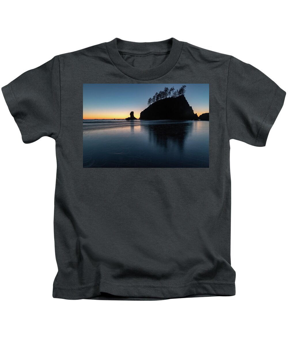 Background Kids T-Shirt featuring the photograph Sea Stack Silhouette by Ed Clark