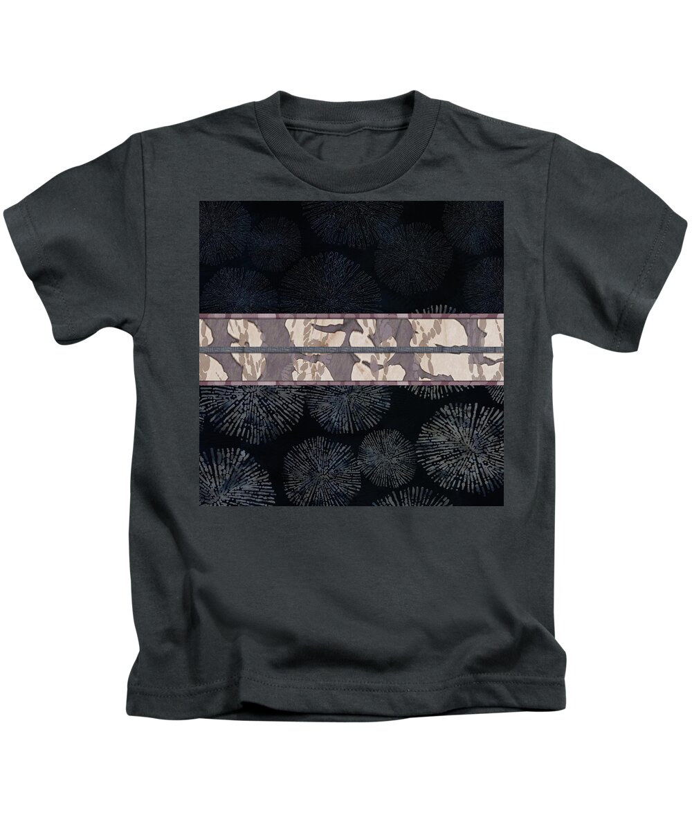 Mismatched Prints Kids T-Shirt featuring the digital art Sea Urchin Contrast Obi Print by Sand And Chi