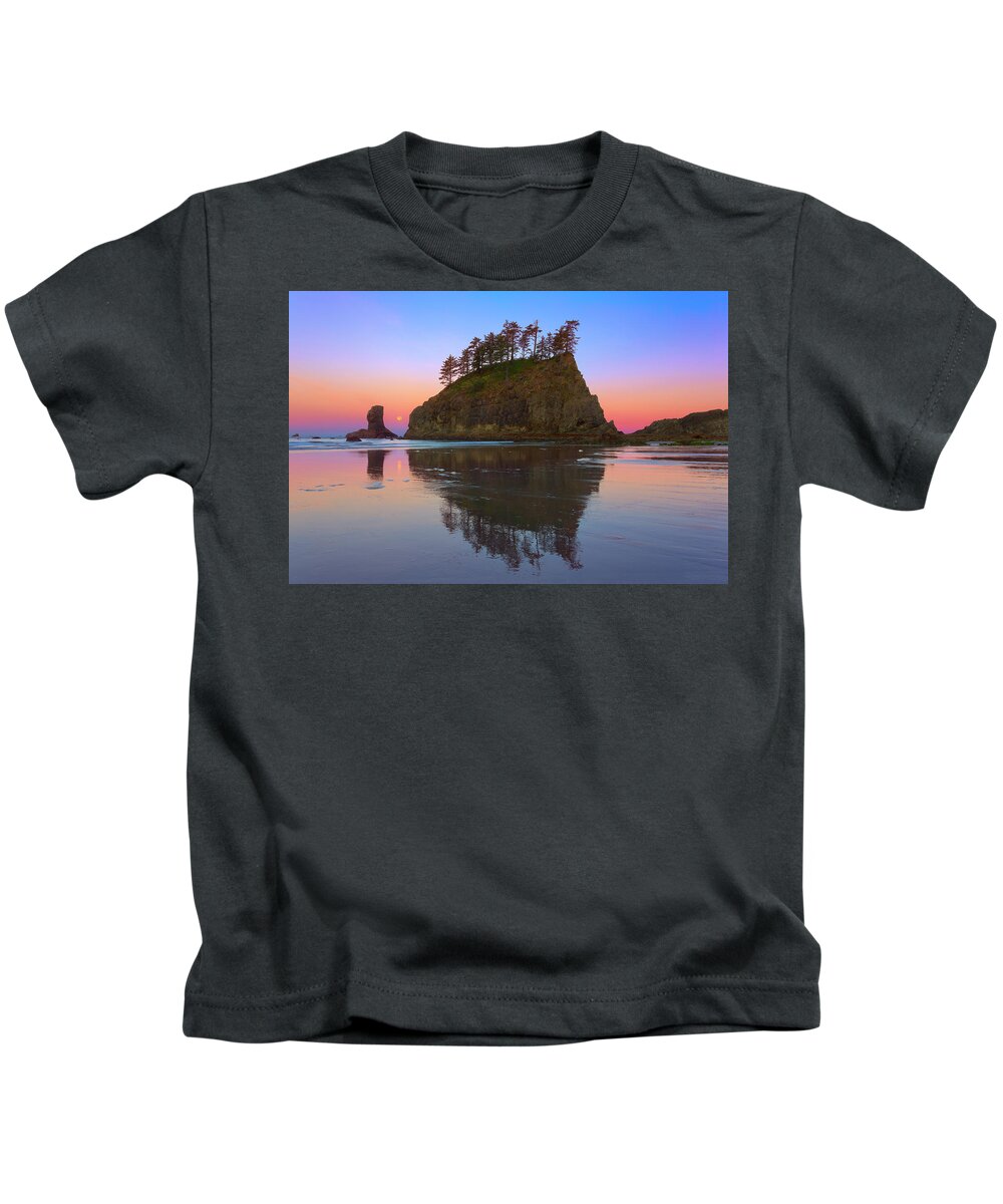 Washington State Kids T-Shirt featuring the photograph Cradling the Moon by Brian Knott Photography
