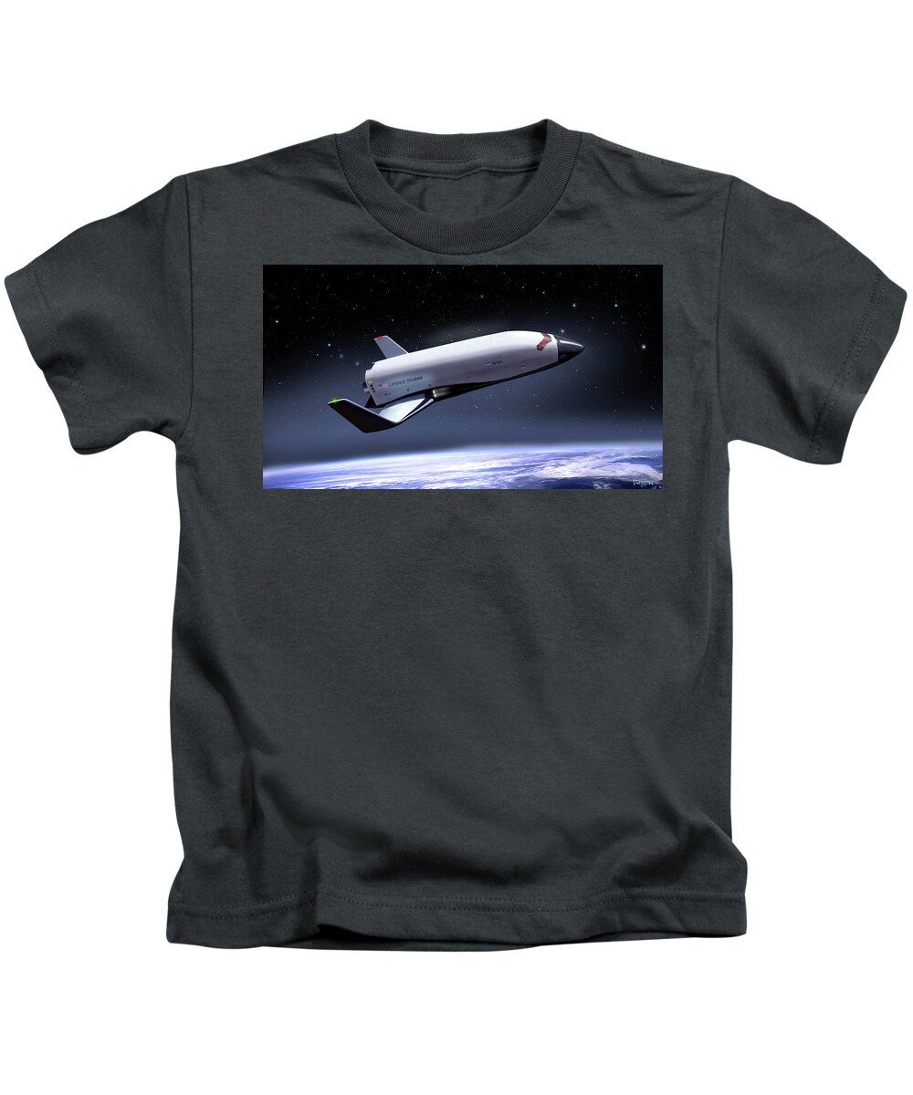 Aerospace Kids T-Shirt featuring the digital art Shuttle variant MKIII by James Vaughan